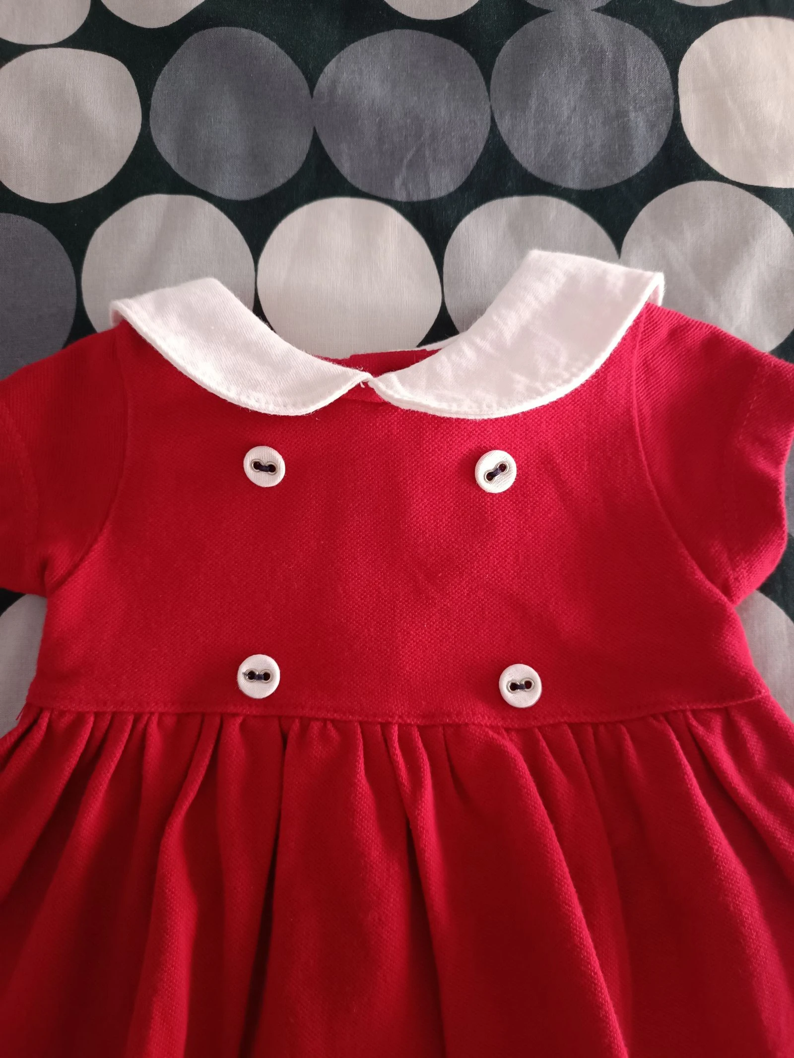 Vestido Girandola 3 meses - Rojo Náutico & Cuello Blanco – photo 3